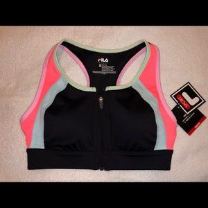 Fila Sports Bra Black Work Out Athletic Bra Sz XS